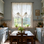 rideau transparent polyester brodé rayures fines classique décoratives maison