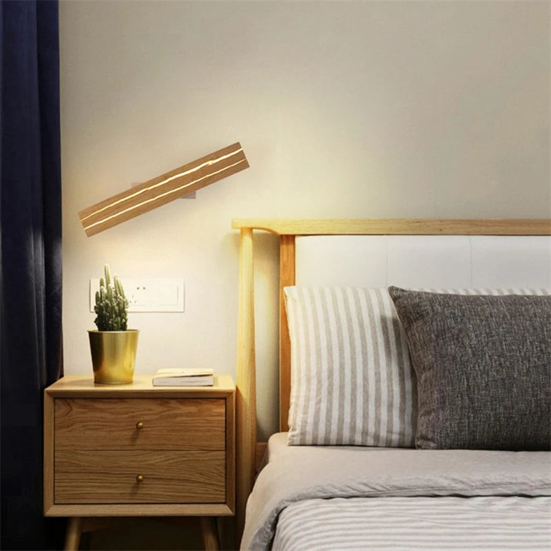 lampe murale led bois moderne minimaliste chaleureuse éclairage intérieur 30cm 50cmversible lumière chaude