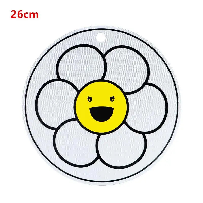 tapis cuisson induction blanc fleur stylisée moderne résistant haute température