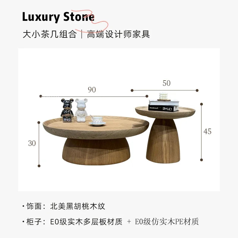 table basse ronde moderne minimaliste bois naturel salon grande petite