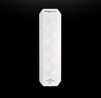 shampooing liquide flacon blanc rayures diagonales moderne adhésif salle bain 350ml