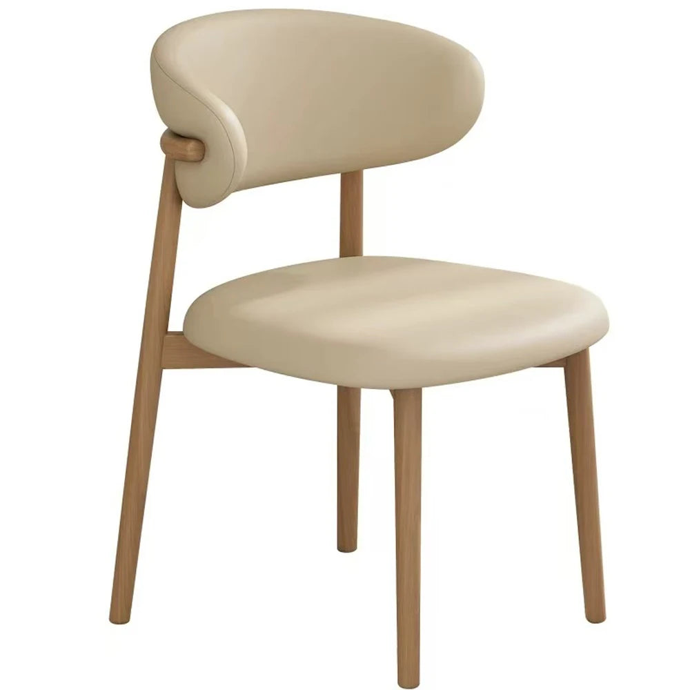 chaise moderne simili cuir beige noir confortable assemblage minimaliste pieds solides assise large dossier