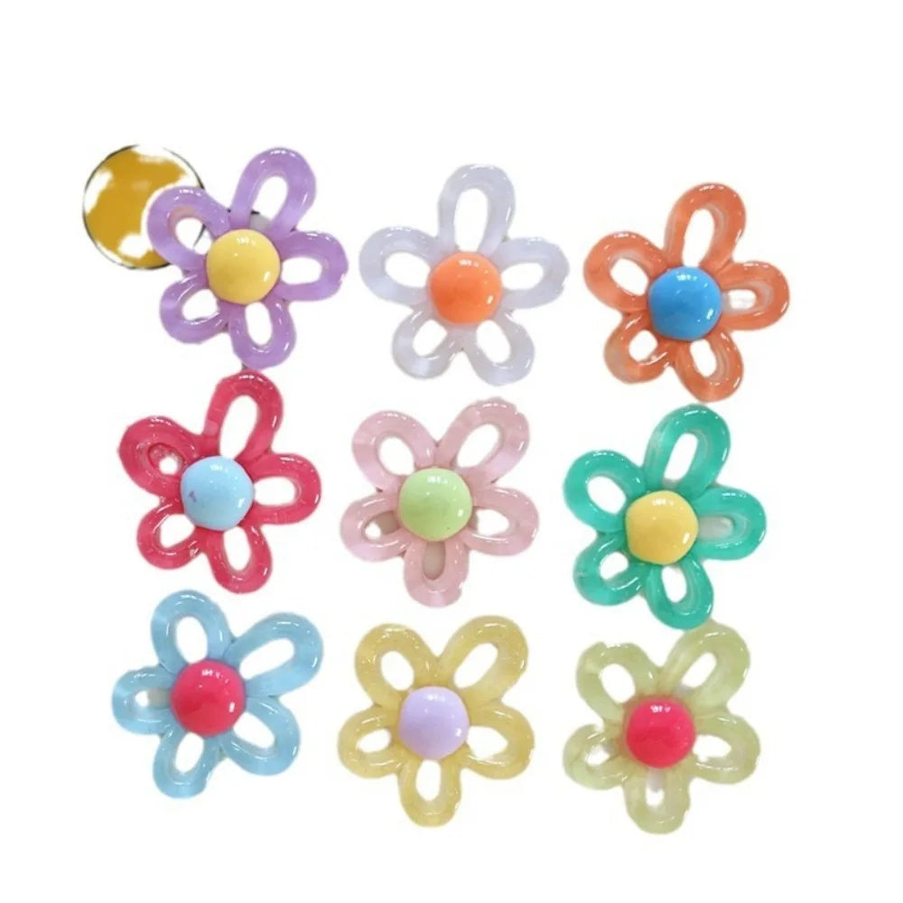 clips cheveux fleurs violet blanc orange vert jaune rose bleu kawaii