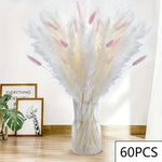 bouquet fleurs séchées naturel pampas blanc beige rustique décoration maison mariage anniversaire party