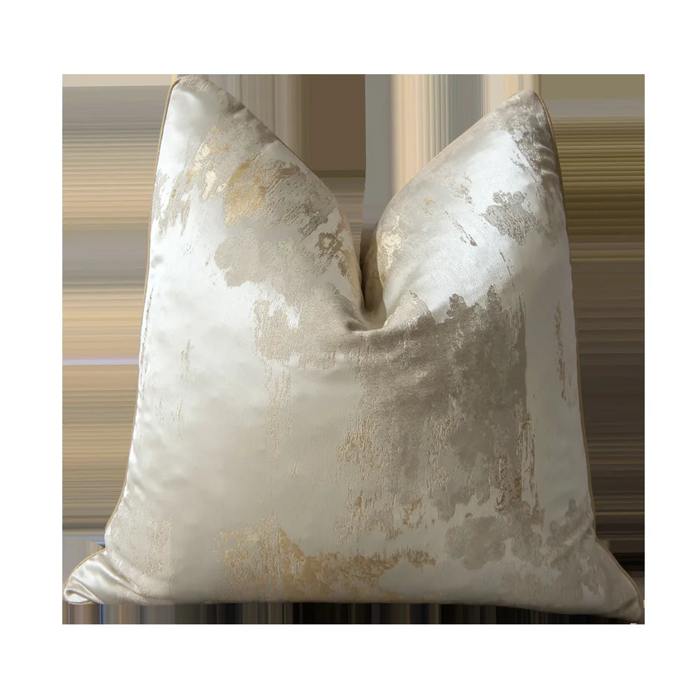 housse coussin géométrique polyester contemporain beige gris bleu clair abstrait effet peinture 30x50 45x45