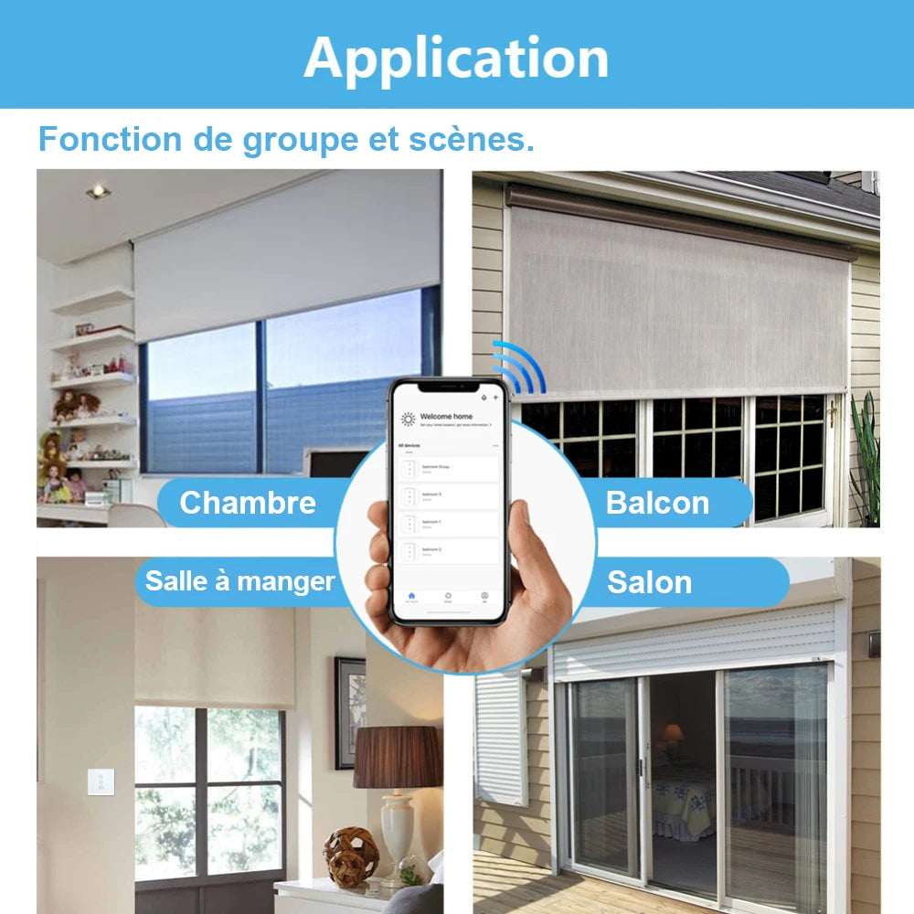 interrupteur intelligent rideau roulant wifi google alexa app smart life blanc moderneécran tactile