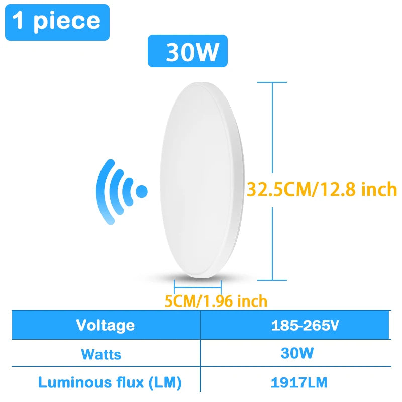lampe capteur radar detection mouvement blanc moderne minimaliste 20w 30w 249lm 15lumieres