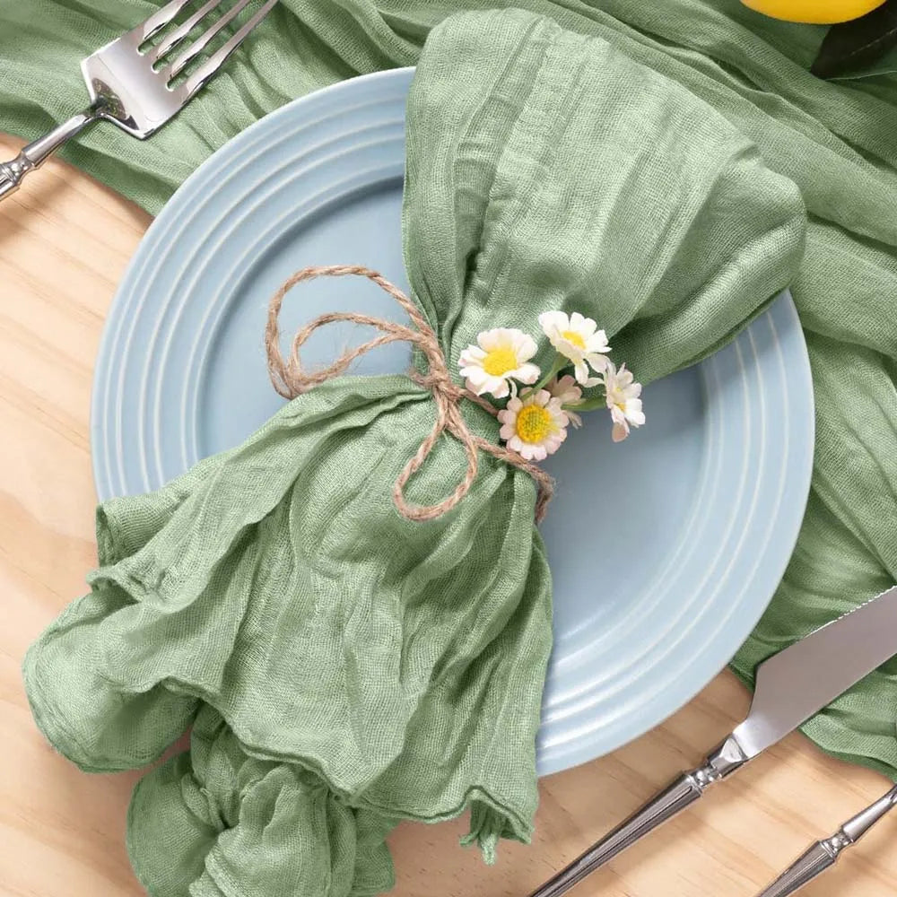serviettes table moderne vert olive 100% polyester anneaux métalliques maison restaurant mariage fêtes textures