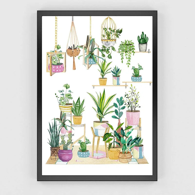 affiches art botaniques illustrations feuilles tropicales moderne intérieur salon chambre verte
