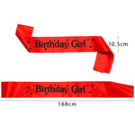 rubans fête anniversaire fille lettres birthday girl rouge violet noir festive