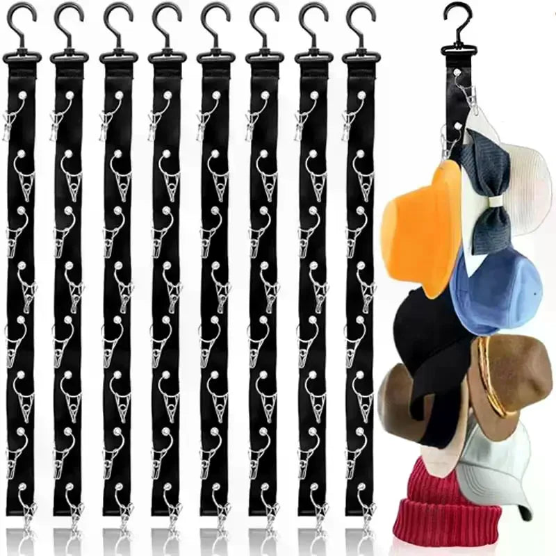 porte chapeaux suspendus chapeaux casquettes berets crochet métallique bandes tissu motif tête taureau