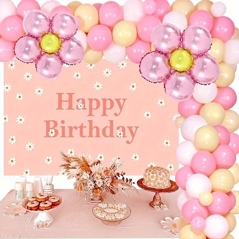 fond fête anniversaire mariage rose clair petits motifs blancs décoratif clips instructions festif