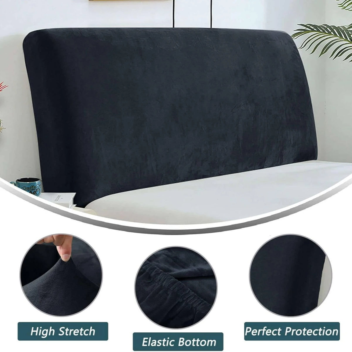 couvre tête lit velours beige moderne adhésif protection chambre maison 200cm