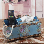 boîte mouchoirs résine fleurs baroques classique doré beige salon chambre