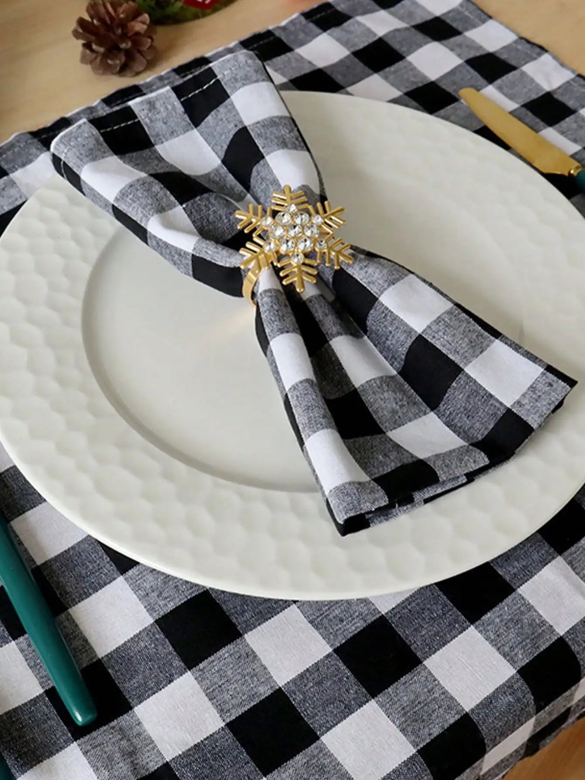 serviettes carreaux 100% polyester beige blanc table moderne cuisine restaurant