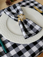 serviettes carreaux 100% polyester beige blanc table moderne cuisine restaurant