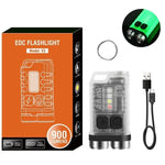 lampe torche rechargeable portable led porte clés compact moderne boutons commande noir transparent