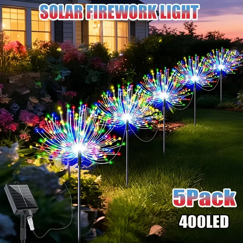 lumière solaire feu d'artifice multicolore moderne extérieure clignotante jardin allée patio festif led autonomes