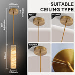 Suspension lumineuse marbrée moderne blanc beige marron clair pince câble doré