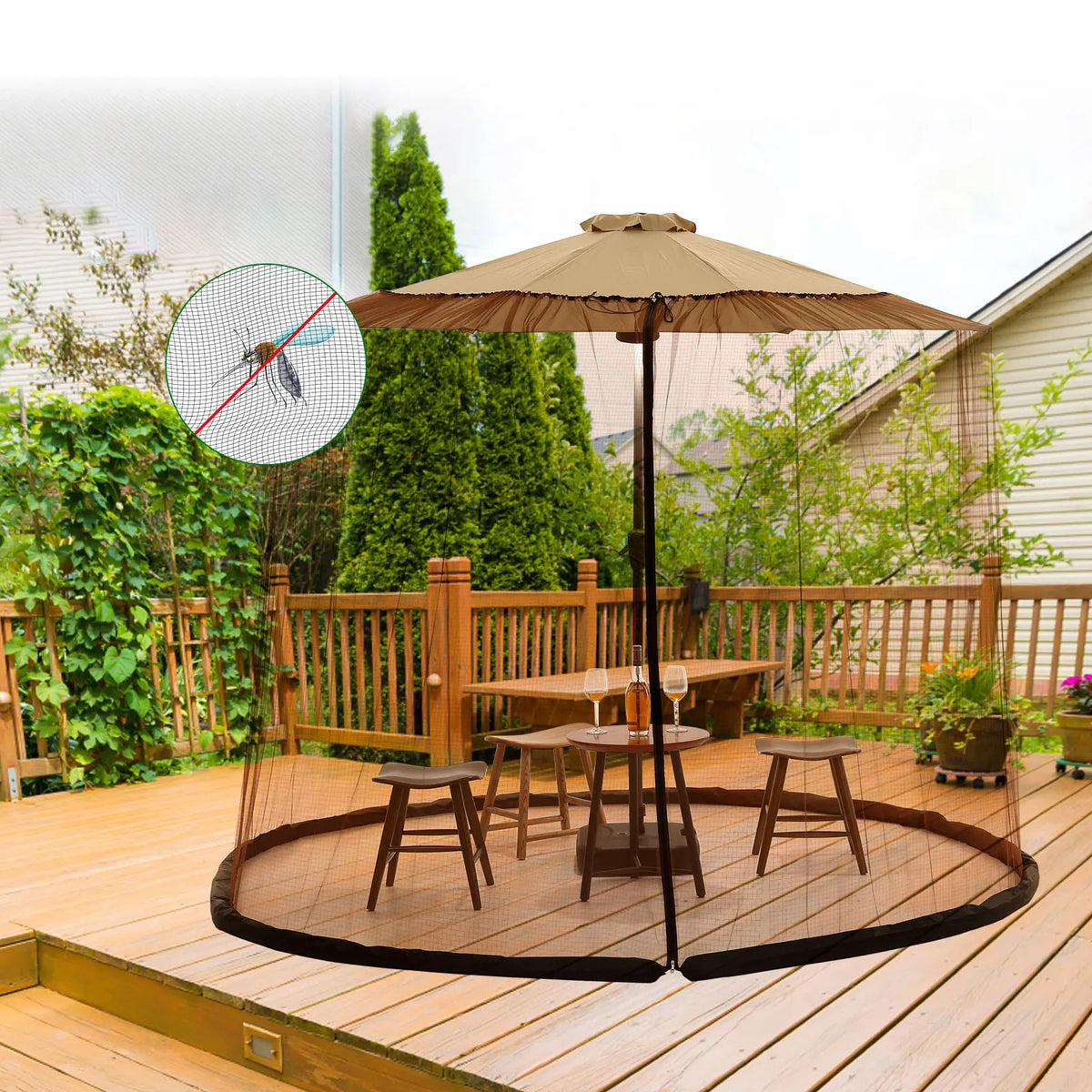 moustiquaire polyester extérieure patio camping voyage beige maille fine moderne