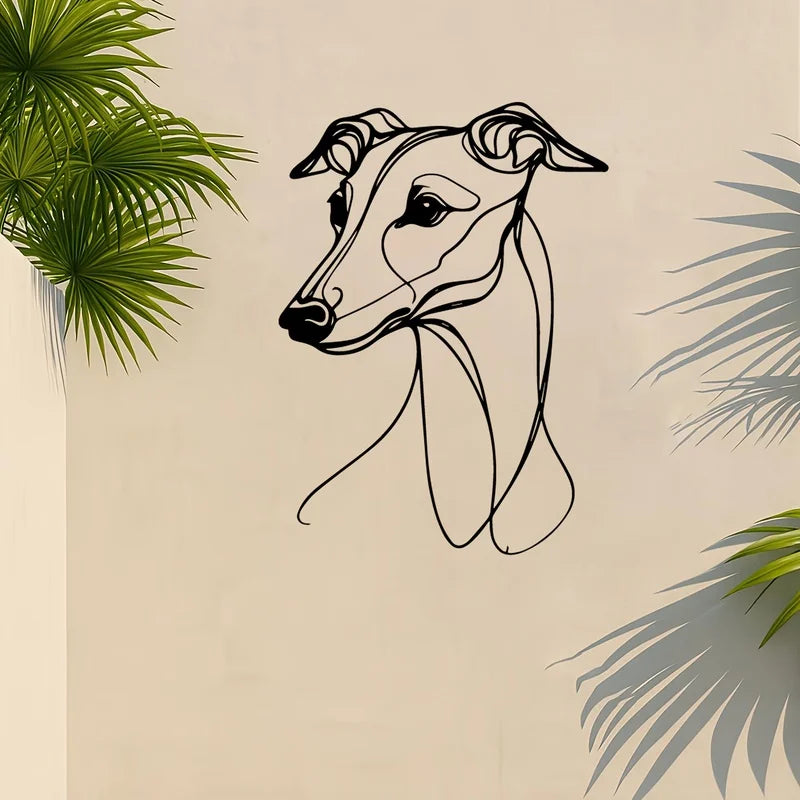 décoration murale tête lévrier noir blanc minimaliste 22cm 30cm unique