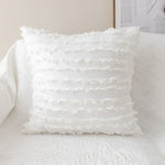 housse coussin brodée fleurs blanches jaunes coton polyester 30x50cm zip open décorative salon voiture