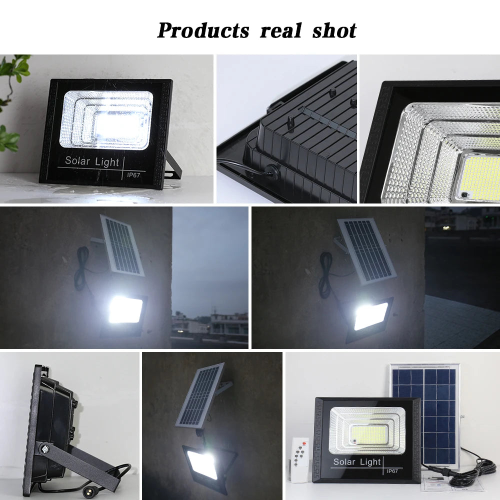 lampe solaire murale moderne noire bleu panneau photovoltaïque télécommande éclairage extérieur led 50w fixations