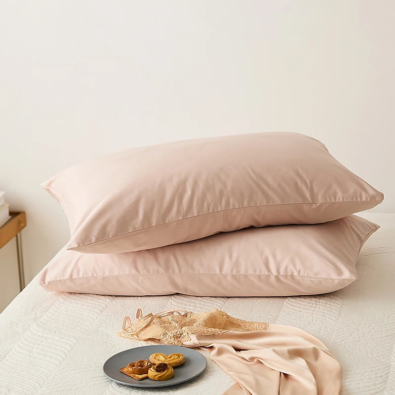taies d'oreiller coton égyptien gris uni haute qualité maison 48x74cm respectueux environnement