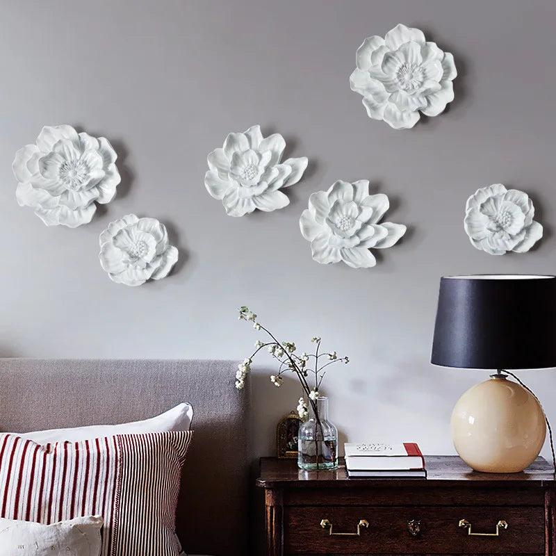 décoration murale moderne or blanc fleurs stylisées poissons élégante résine chicintérieur