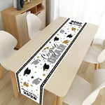 table runner graduation étoiles casquettes congrats grad class 2026 blanc or argent polyester festif