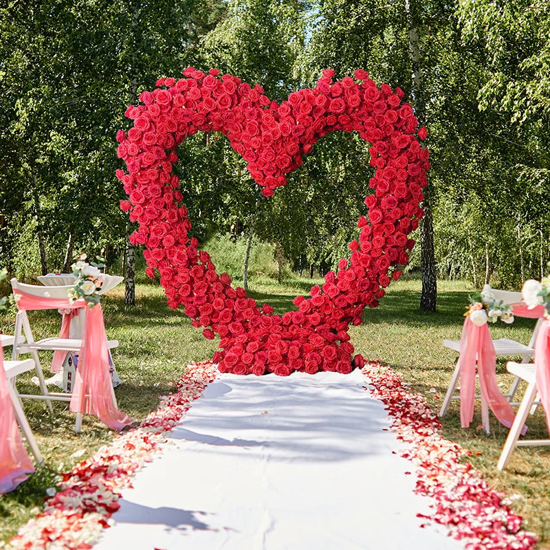 arche decorative coeur roses rouges blanches evenements anniversaires fete mariage deco romantique lettres lumineuses