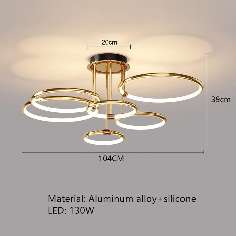 lampe suspendue or noir anneau circulaire moderne led télécommande chambre cuisine