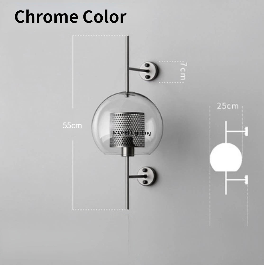lampe murale moderne or transparent perforée chambre coucher led 4500k 2000lm