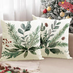 housse coussin polyester zip motif végétal feuilles vertes branches 45x45cm chambre salon