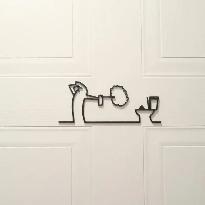décoration murale minimaliste autocollant silhouette wc douche noir