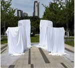 rideaux scène modernes tringles métal beige blanc uni opaques événements mariage