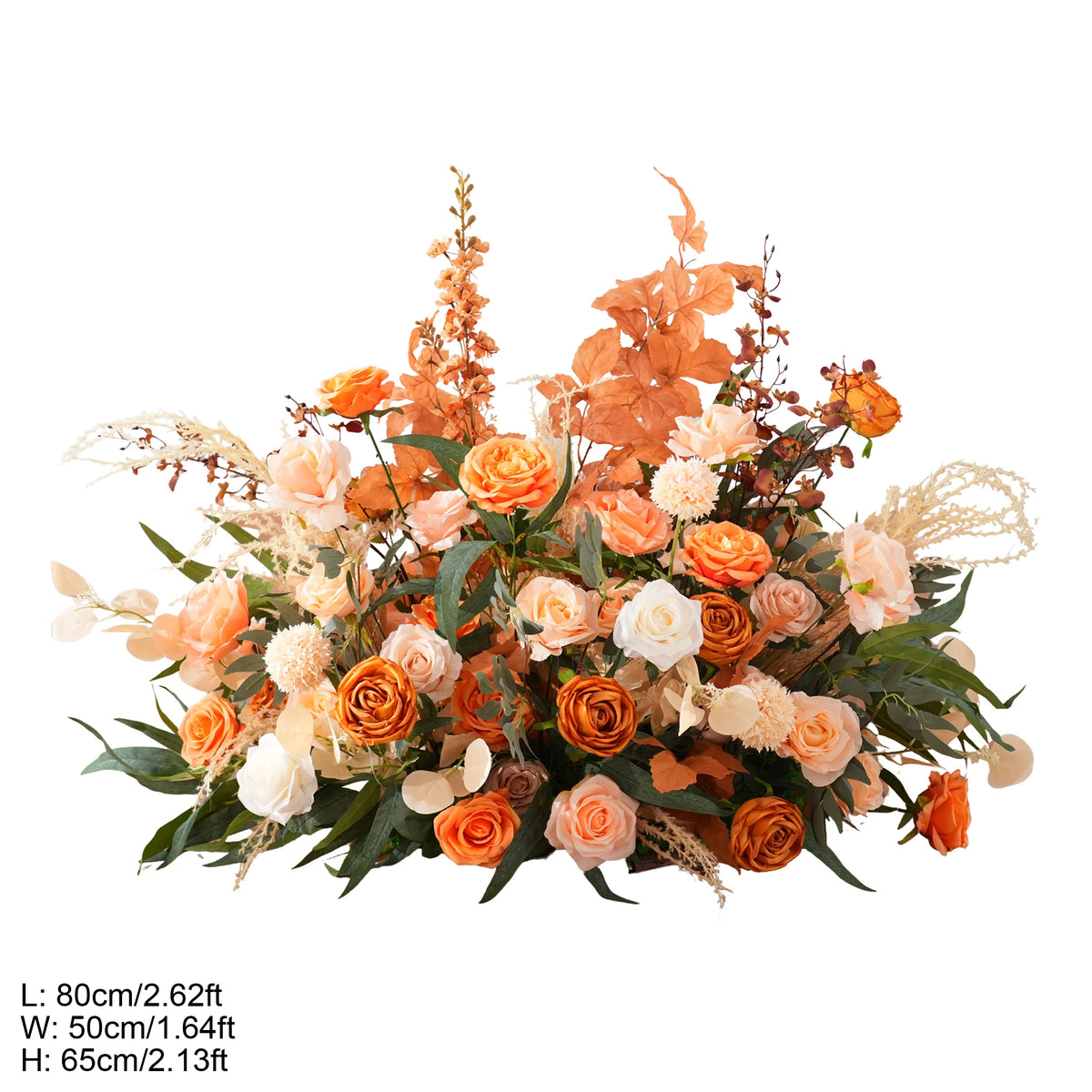 arche décorative boho chic fleurs artificielles orange feuilles vertes franges blanches extérieur mariage anniversaireévénement