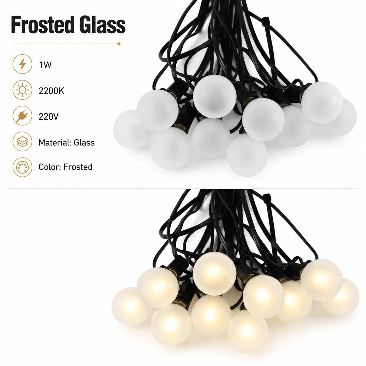 guirlande lumineuse verre vintage ampoules led étanches 220v noir ambre blanc