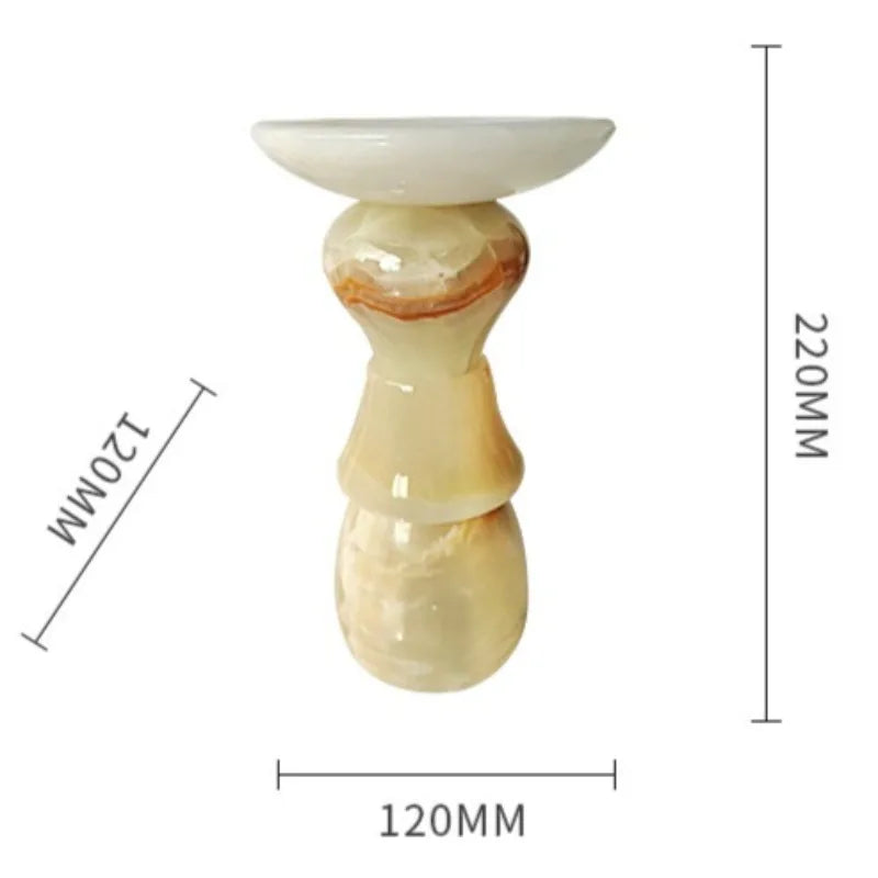 supports bougie jade moderne marbré marron clair beige élégants décoration maison