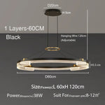 suspension lumineuse moderne noir doré ampoules led blanc translucide structure circulaire bandes translucides minimaliste