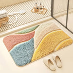 tapis bain moderne motifs géométriques multicolores doux antidérapant polyester salle bain maison