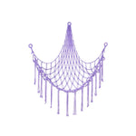 hamac suspendu filet franges boho moderne peluches rose blanc gris bleu violet respectueux environnement