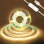 ruban led cob blanc flexible adhésif interrupteur on off lisse haute densité 50000h