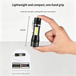 lampe torche rechargeable usb zoomable 10w led camping pêche urgence noire compacte métallique