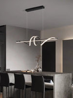 suspension lumineuse moderne spirale noir blanc chaud lumière diffusée contemporaine chambre salon