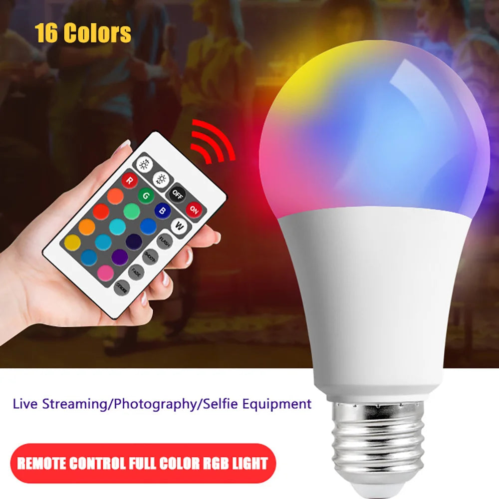 ampoule led transparente moderne base e27 multicolore blanc rouge vert bleu télécommande flux lumineux