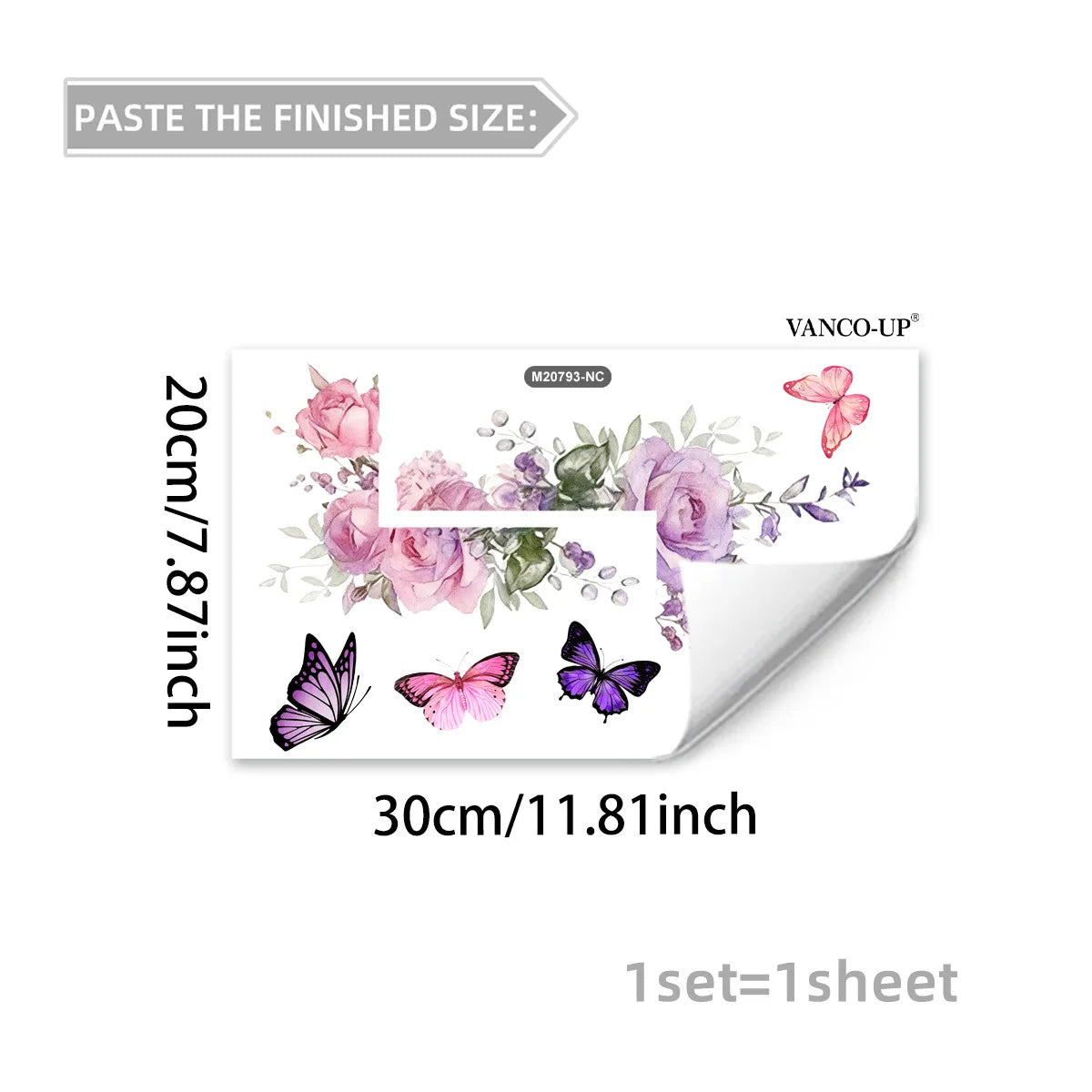 sticker mural moderne fleurs papillons adhésif décoration intérieure maison interrupteur blanc salon chambre