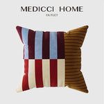 taies d'oreiller décoratives rayées contemporain bleu rouge beige marron vert orange polyester respectueux environnement