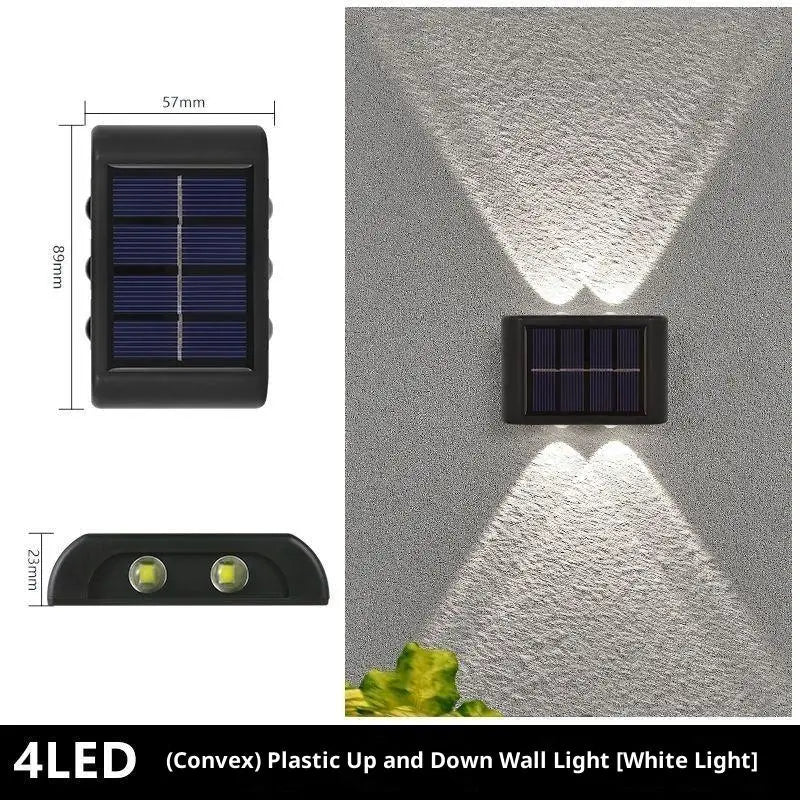 lampe murale solaire noire moderne panneau solaire blanc led extérieure jardin paysage