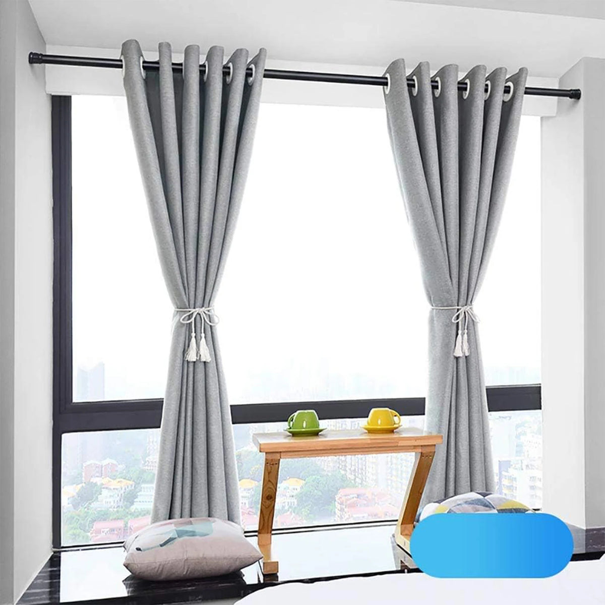 rideau douche gris clair moderne fixe 40cm 70cm opaque extensible tension réglable